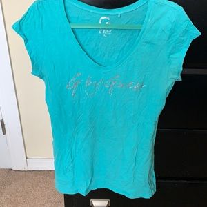 Aqua tee with angel wings